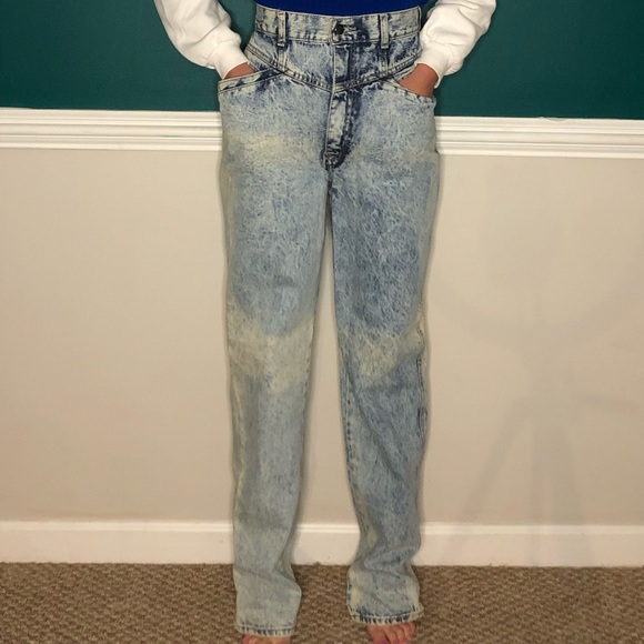 Vintage acid washed high waisted 80’s jeans long - Picture 5 of 14